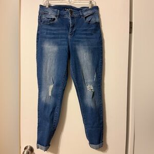 Blue Distressed Women's Skinny Jeans